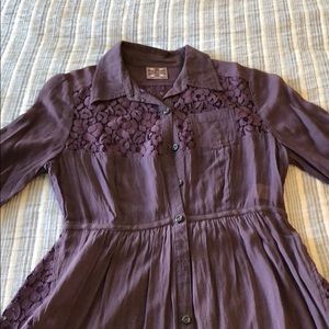 Purple floral lace sheer Free People tunic